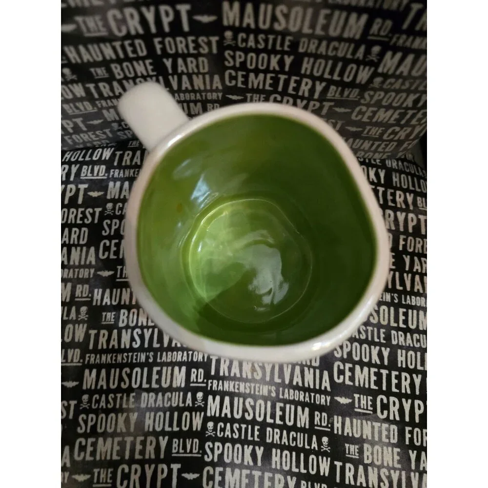Rae Dunn Halloween Bewitched Coffee Mug Green Interior